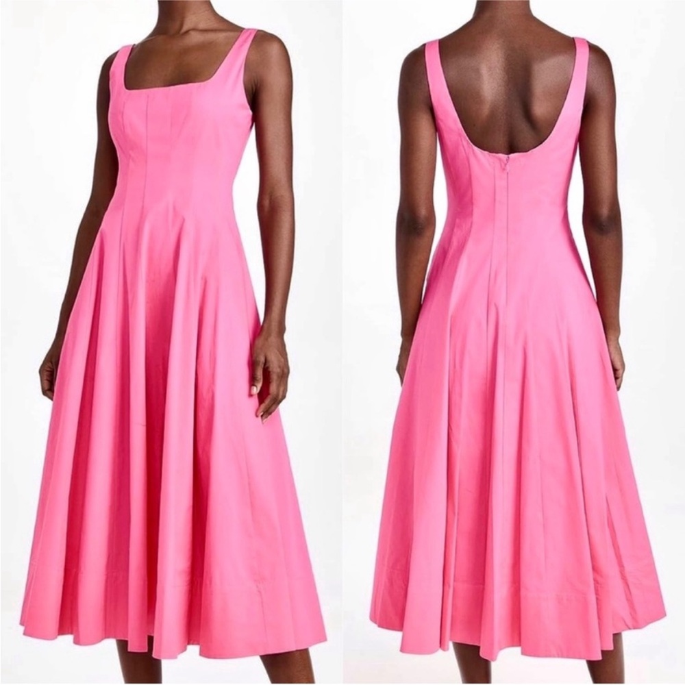 STAUD WELLES Pink Midi Dress